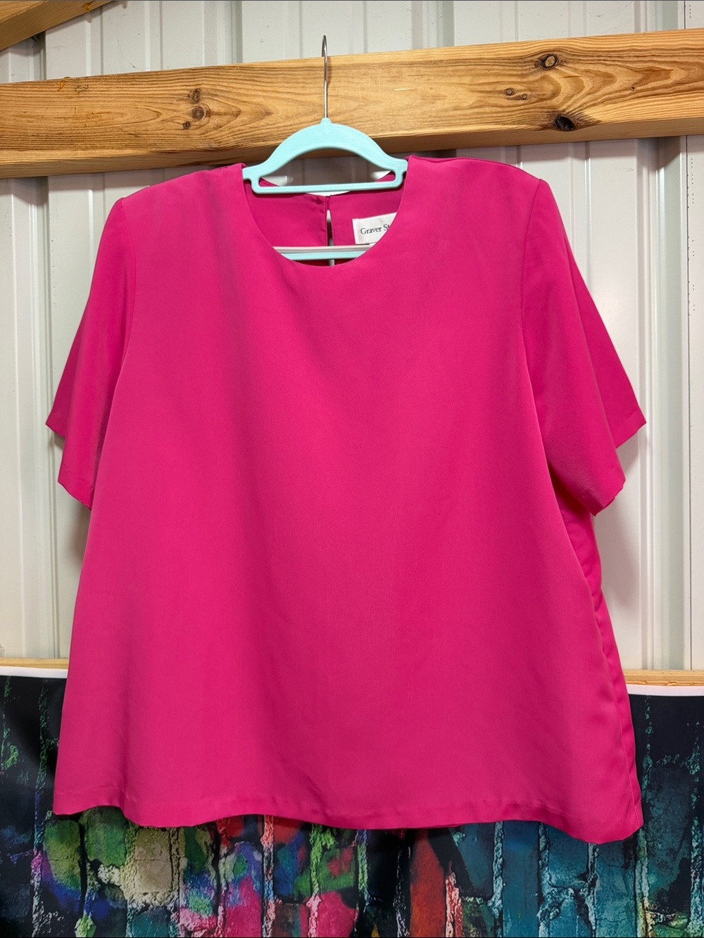 Bright Pink Short Sleeve Blouse XL